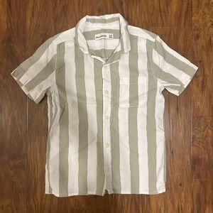 Abercrombie Kids Olive and White Striped Casual Shirt